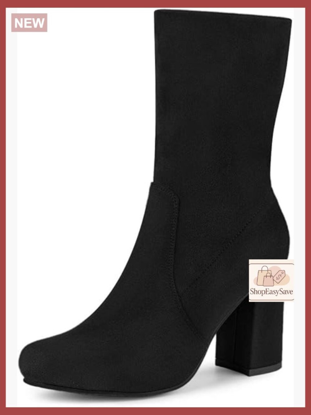 Faux Suede Ankle Boots Block Heel Slip On Chic Minimalist Fashion